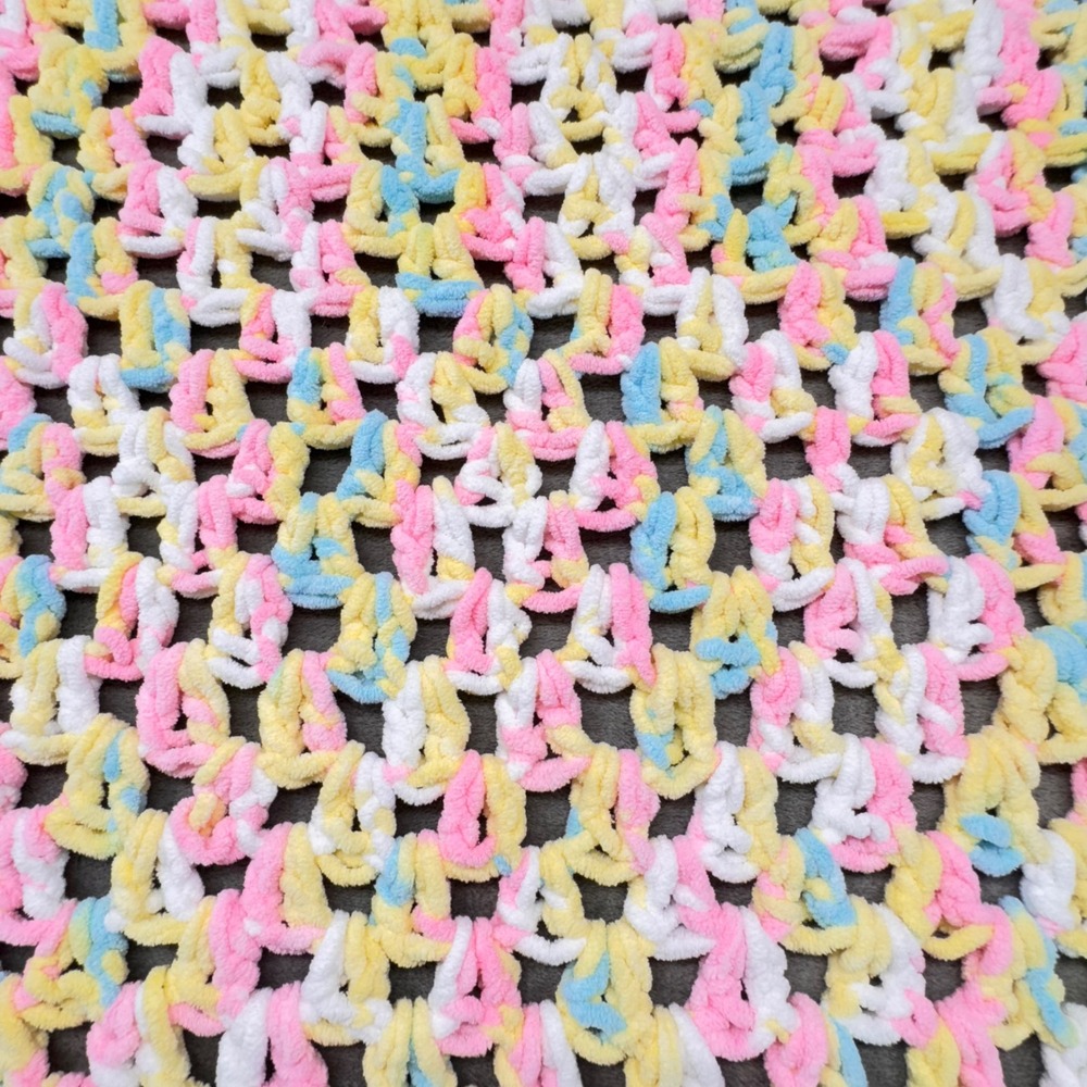 Handmade Crochet Baby Blanket Pastel‎ Colors Soft Knit Throw 36x36